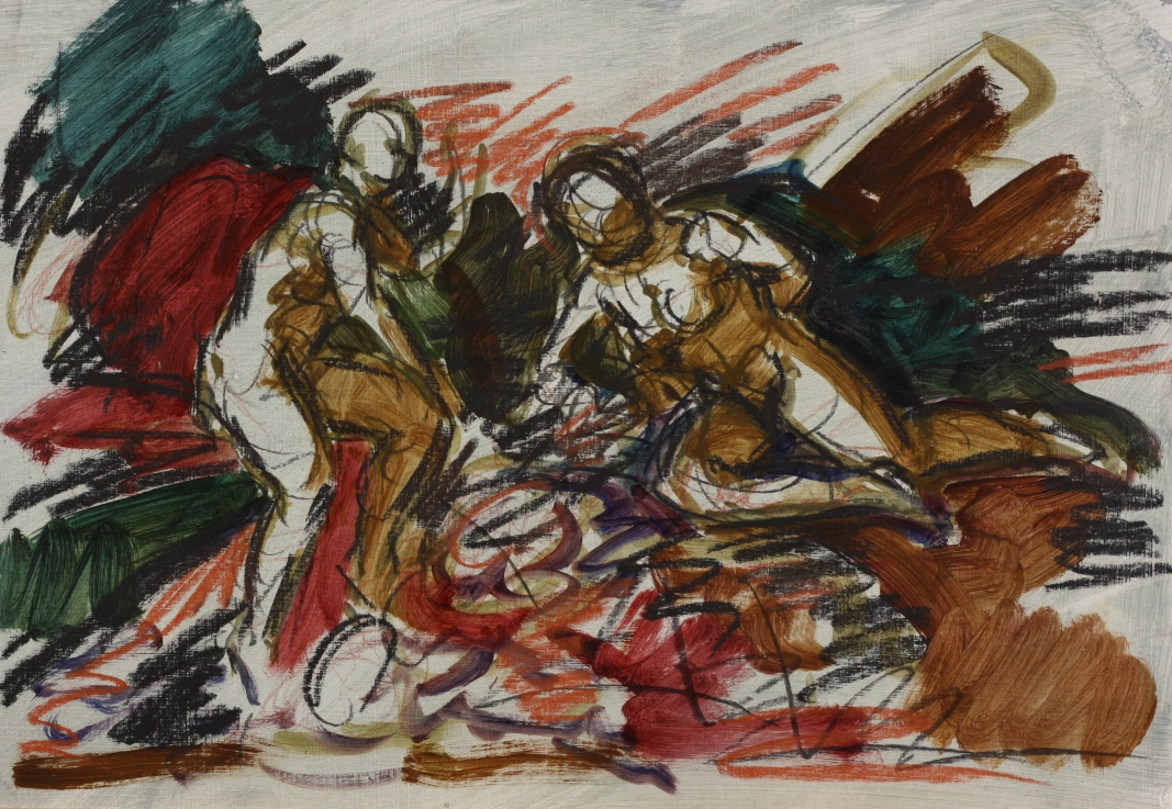 untitled; chalk and oil on cardboard, 35 x 45cm, 2018